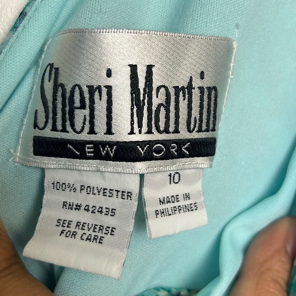 Sheri Marti VTG Y2K Paisley 10 Flare Hem Metallic Blue Empower waist Midi Dress - Picture 14 of 15